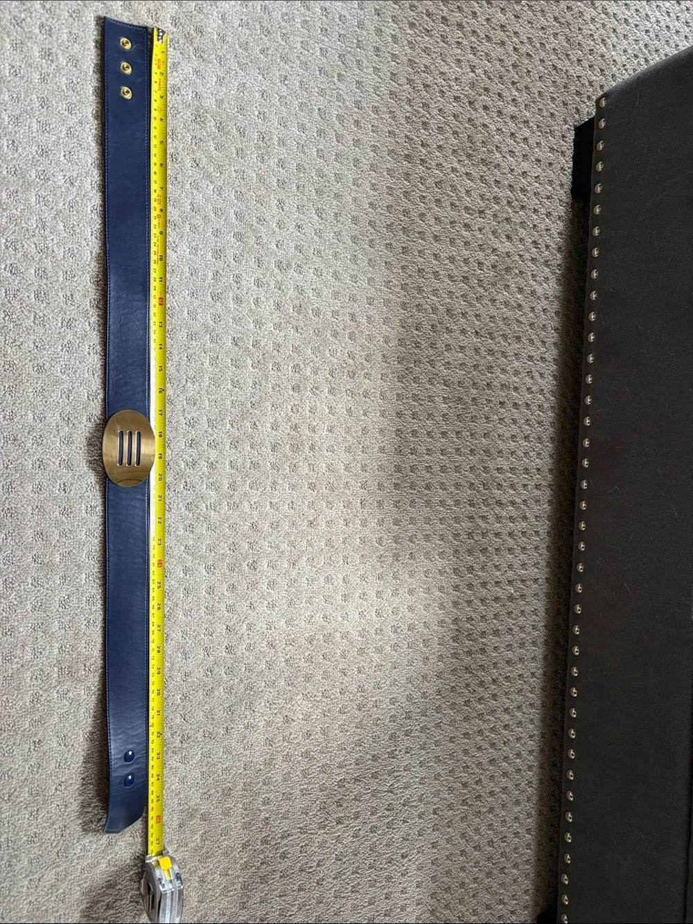 Navy Adjustable Women’s Belt with Gold Oval Buckle- Small